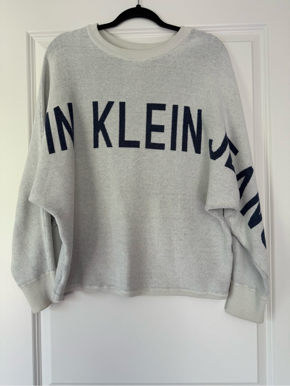 Calvin Klein Jeans Cream and Navy Knit Crewneck